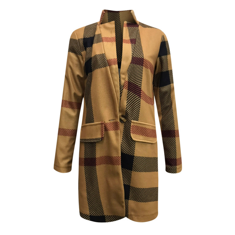 Jachetă de lână în carouri de toamnă iarnă pentru femei