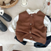 Bērnu džemperi — 2023. gada rudens, jauni zēnu, meiteņu vienkrāsainas veste, mazuļa adīta mēteļa tendence