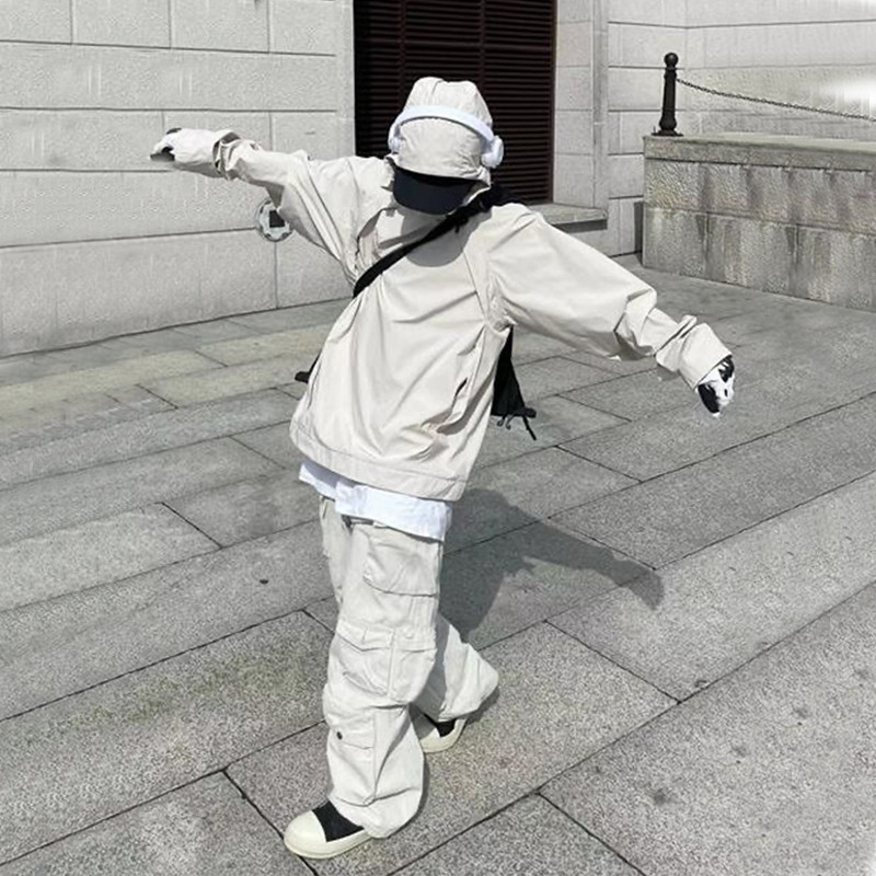 Retro vodootporna jakna Y2K Hip Hop High Street Harajuku Punk Goth muška i ženska jakna s kapuljačom za putovanja