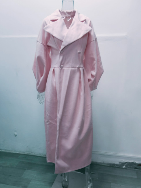 Jesenska svjetiljka s rukavima Ženski vintage dvorski kaput s reverom s dva reda gumba Uredska ženska duga jakna Vjetrovka Debeli ulični kaput