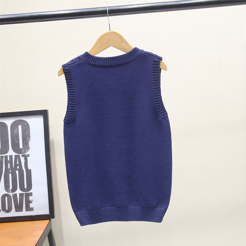 Veste pentru copii de toamnă pentru băiat, ocazional cu romb, pulover tricotat, pentru adolescenți, copii din bumbac, cu decolteu în V, veste fără mâneci 6 10 14 ani