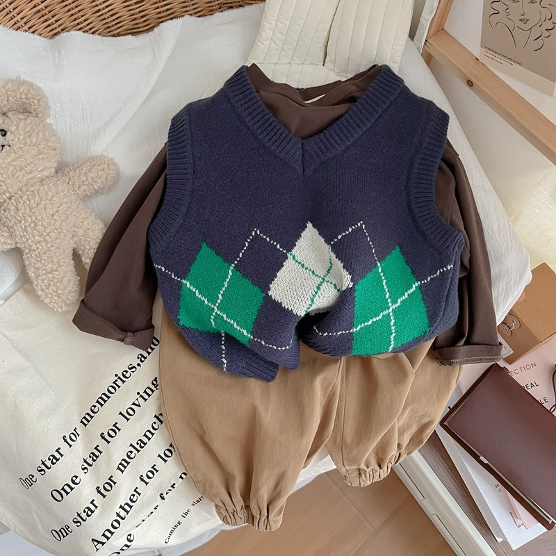 Dječja jesenska odjeća Pleteni pulover za djevojčice i dječake, prsluk, pamučna školska uniforma, dječji prsluk za dječake, pulover za malu djecu