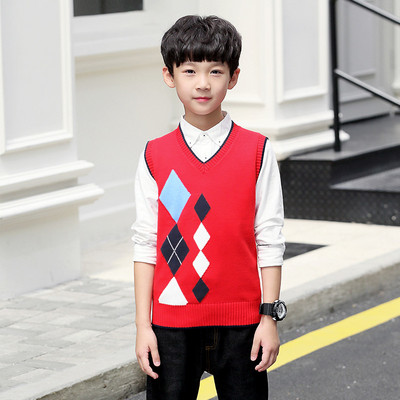 Vestă de pulover fără mâneci, nou sosire, pentru băieți mari, pentru adolescenți, din bumbac, cu decolteu în V, veste tricotate, toamnă, iarnă, tricotaj, veste geometrice