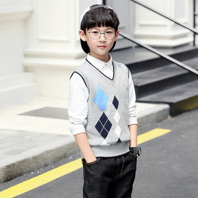 Vestă de pulover fără mâneci, nou sosire, pentru băieți mari, pentru adolescenți, din bumbac, cu decolteu în V, veste tricotate, toamnă, iarnă, tricotaj, veste geometrice