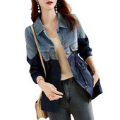 2023. Proljeće i jesen Novi široki kontrastni traper patchwork trenč kaput Svestrana jakna Ženska odjeća