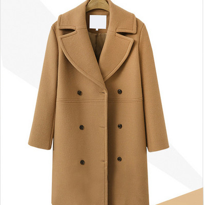 Novi kaput od mješavine tanke vune Ženska vanjska jakna dugih rukava s otvorenim ovratnikom Ležerna jesen-zima Elegantni kaput