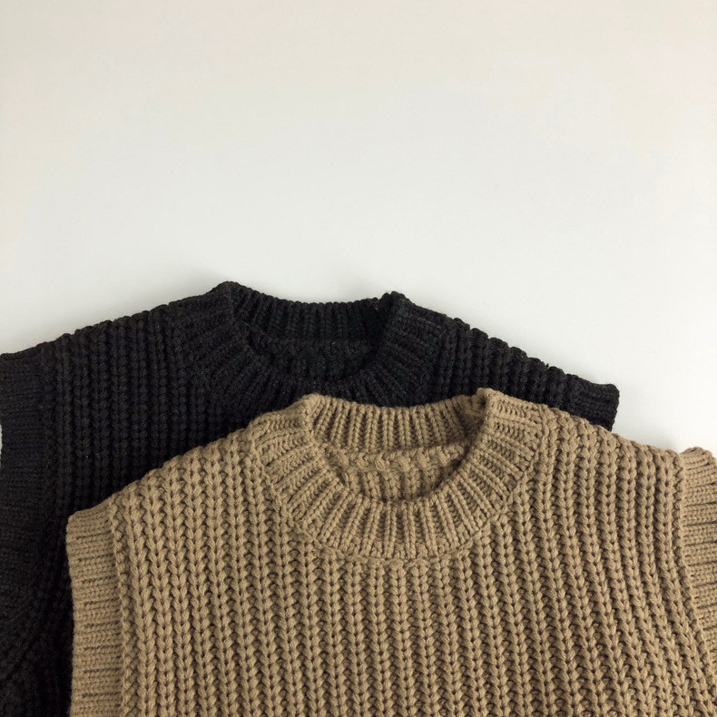 Ležerni dječji pleteni jednobojni džemperi Prsluk Jesen Zima Pletiva Široki prsluk Džemperi za dječake Djevojčice Dječja odjeća