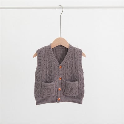 Džemper za dječake Djevojčica Pleteni pulover bez rukava Prsluk Dječja zimska odjeća Dječja pletena vesta Džemper prsluk