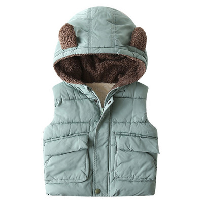 Toamnă Iarnă Veste noi pentru copii cu glugă, caldă pentru băieți, jachetă din bumbac căptușită, fără mâneci, vestă pentru fete mici