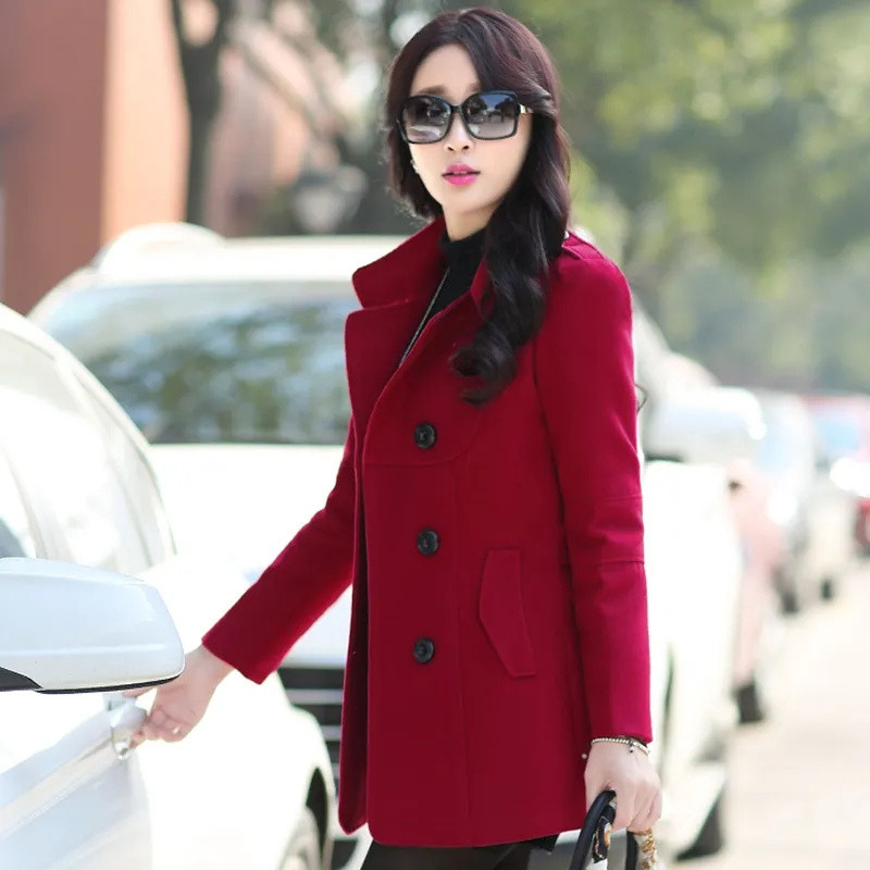 2023 m. Naujas rudens žiemos vilnonis paltas moteriškas plonas dvieilis trumpos vilnos mišinio šiltas moteriškas vėjo striukė Viršutiniai drabužiai