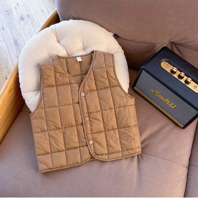 Prsluk Kaput od korejskog pamuka Jesenska sezona Nova dječja odjeća Dječaci Djevojčice Dječji kamisol Tanak rešetkasti Soild Topao Jednostavan