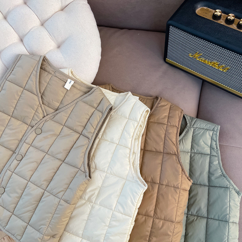 Prsluk Kaput od korejskog pamuka Jesenska sezona Nova dječja odjeća Dječaci Djevojčice Dječji kamisol Tanak rešetkasti Soild Topao Jednostavan