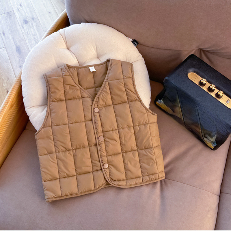 Prsluk Kaput od korejskog pamuka Jesenska sezona Nova dječja odjeća Dječaci Djevojčice Dječji kamisol Tanak rešetkasti Soild Topao Jednostavan