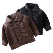 Jesen Zima Splice jakna za dječake Modna dječja PU flis jakna Dječja odjeća za 2 3 4 5 6 godina Kaputi za dječake