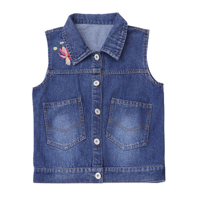 Novi prsluk od traperica za djevojčice, dječji traper prsluk bez rukava s vezom, dječji proljetni prsluk u korejskom stilu, odjeća za 4-13 godina