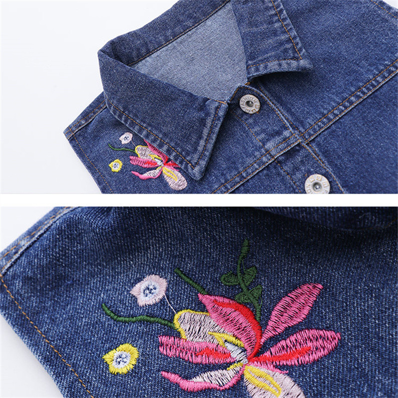 Novi prsluk od traperica za djevojčice, dječji traper prsluk bez rukava s vezom, dječji proljetni prsluk u korejskom stilu, odjeća za 4-13 godina