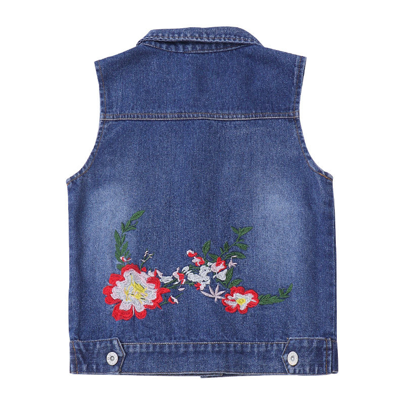 Novi prsluk od traperica za djevojčice, dječji traper prsluk bez rukava s vezom, dječji proljetni prsluk u korejskom stilu, odjeća za 4-13 godina