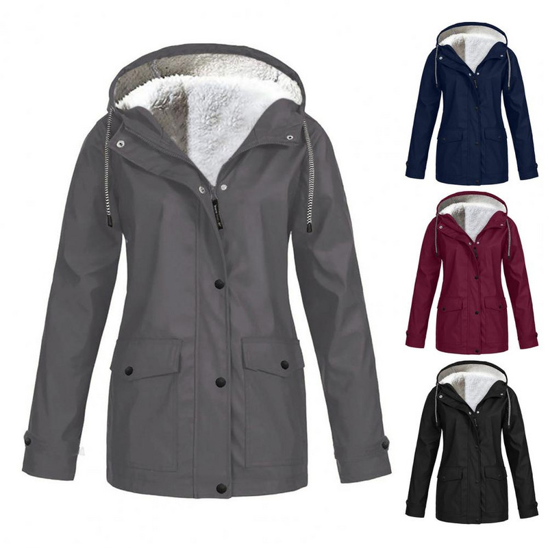 Sieviešu cieta lietus jaka, 2021. gada āra pārgājienu kapuce, ūdensnecaurlaidīgs, vēja necaurlaidīgs garš mētelis, sieviešu silts virsdrēbes lielizmēra sieviešu apģērbs