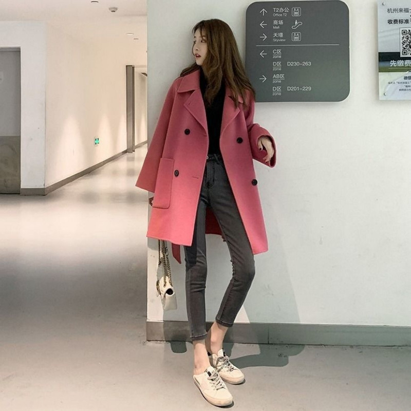 Ženska odjeća Dvostrani vuneni kaput jesen i zima nova moda vuneni kaputi elegantna labava tanka ženska gornja odjeća velikog džepa