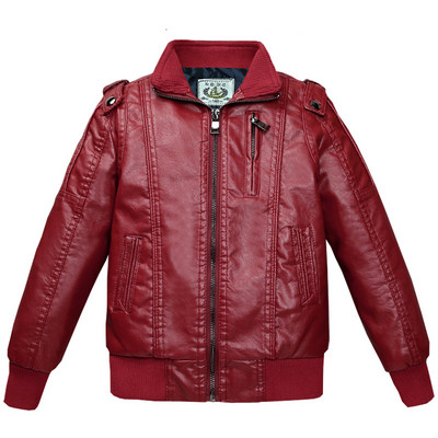 Kaput za dječake Dječja pu jakna Modna dječja vanjska odjeća Jednobojna ležerna motociklistička jakna dugih rukava proljeće jesen Cool jakna