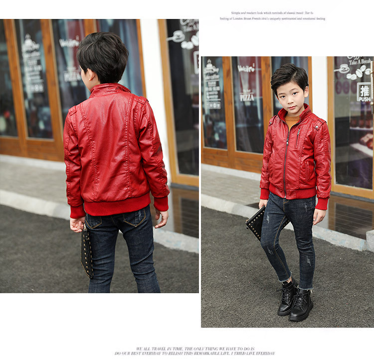 Kaput za dječake Dječja pu jakna Modna dječja vanjska odjeća Jednobojna ležerna motociklistička jakna dugih rukava proljeće jesen Cool jakna