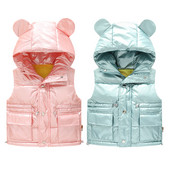 Jachete calde fără mâneci, primăvară, toamnă 2023, pentru fete, băieți, drăguț, urechi mari, vestă cu glugă, nouă modă, îmbrăcăminte strălucitoare, vestă pentru copii