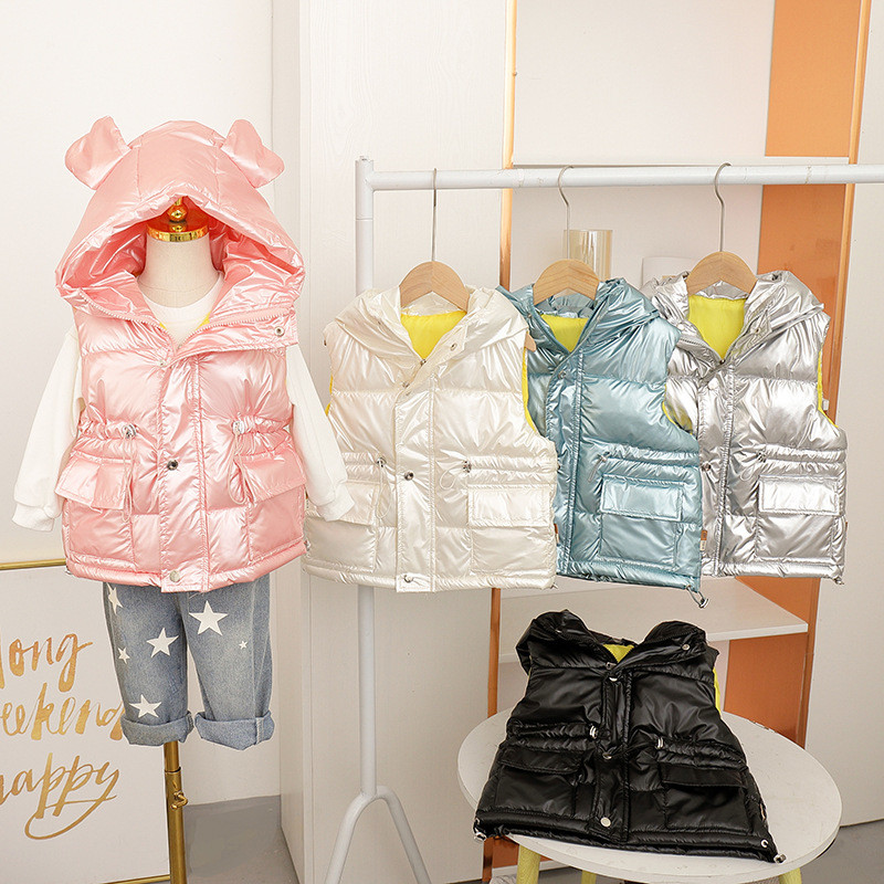 Jachete calde fără mâneci, primăvară, toamnă 2023, pentru fete, băieți, drăguț, urechi mari, vestă cu glugă, nouă modă, îmbrăcăminte strălucitoare, vestă pentru copii
