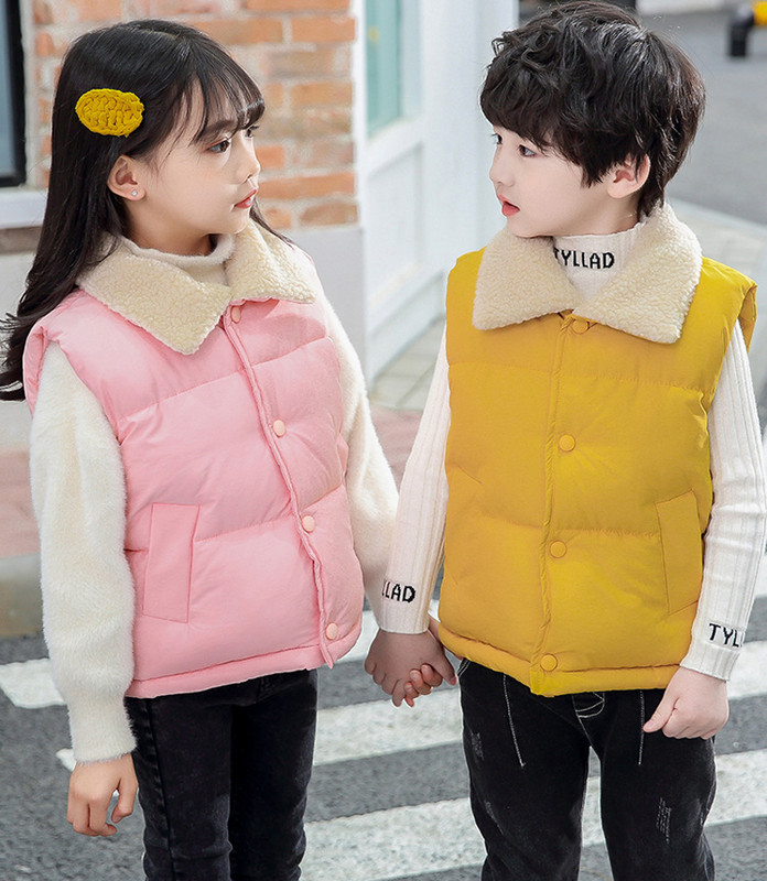 2023 toamna iarna baieti fete vesta culoare solida captuseala plus catifea ingroasa mentine la cald vesta din bumbac pentru 2-10 ani