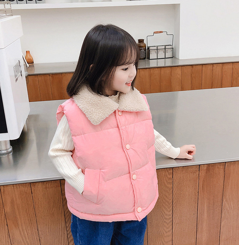 2023 toamna iarna baieti fete vesta culoare solida captuseala plus catifea ingroasa mentine la cald vesta din bumbac pentru 2-10 ani