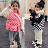 2022. Novi prsluk za djevojčice s rešetkastim printom koji održava toplinu Pamučni prsluk za djecu od 2 do 10 godina