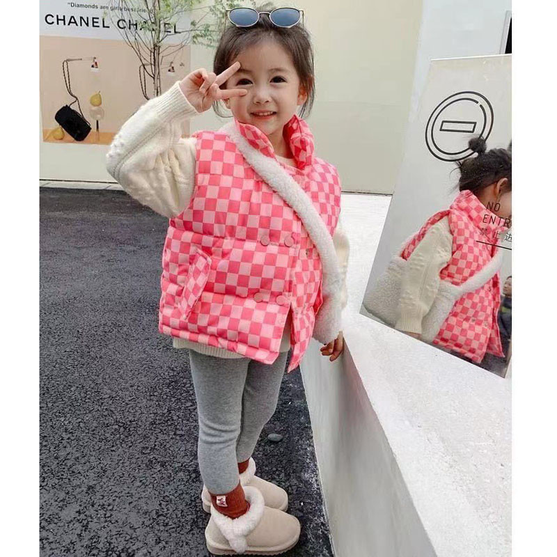 2022. Novi prsluk za djevojčice s rešetkastim printom koji održava toplinu Pamučni prsluk za djecu od 2 do 10 godina