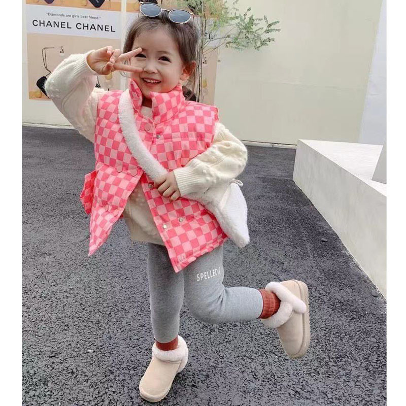 2022. Novi prsluk za djevojčice s rešetkastim printom koji održava toplinu Pamučni prsluk za djecu od 2 do 10 godina