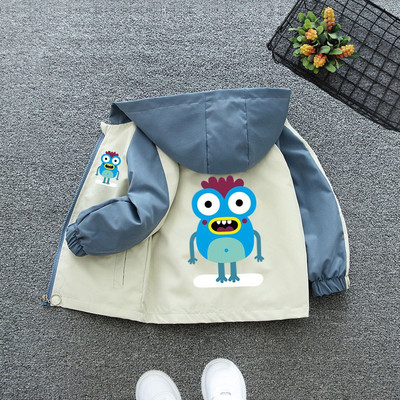 Proljetna jakna s kapuljačom za dječake, vjetrovka, kaput sa slatkim crtanim dinosaurusima, dječja modna gornja odjeća za dječake, dječja jesen, ležerna odjeća