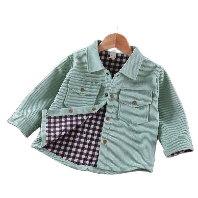 Jachete din velur pentru fete și băieți Îmbrăcăminte pentru copii Haine pentru bebeluși pentru copii mici Haine pentru băieți Mâneci lungi Jachetă verde de toamnă drăguță