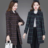 Paltonă de lână în carouri pentru femei, la modă, jachete noi de toamnă și iarnă, subțire, de lungime mijlocie, haine de amestec de lână, cu un singur piept, îmbrăcăminte pentru femei 5XL