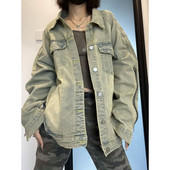 2023. gada pavasaris un rudens jauns sieviešu apģērbs ar garām piedurknēm, retro stila džinsa jaka ar rāvējslēdzēju.