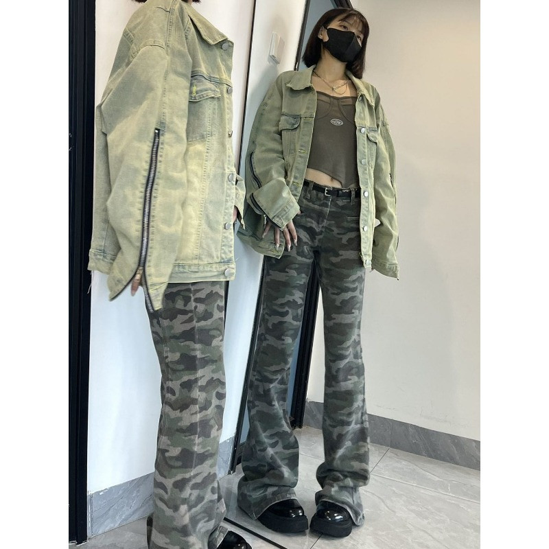 2023. gada pavasaris un rudens jauns sieviešu apģērbs ar garām piedurknēm, retro stila džinsa jaka ar rāvējslēdzēju.