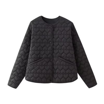 Novi jesenski ženski prošiveni kaput u obliku srca breskve Ženski ležerni široki gornji dijelovi dugih rukava Ulična odjeća u 2 boje LUJIA ALAN C1963