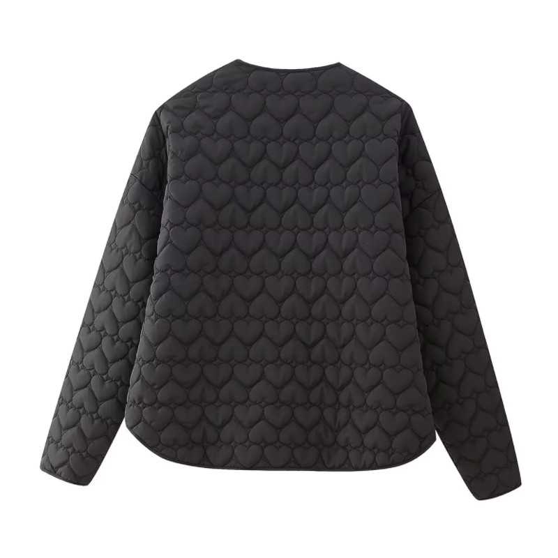 Novi jesenski ženski prošiveni kaput u obliku srca breskve Ženski ležerni široki gornji dijelovi dugih rukava Ulična odjeća u 2 boje LUJIA ALAN C1963