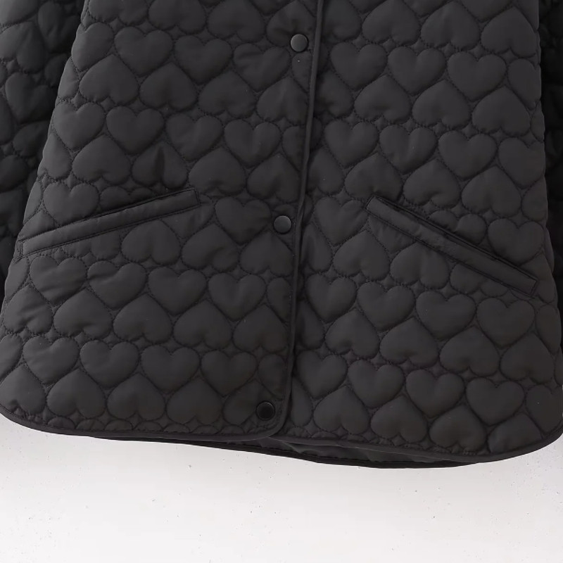 Novi jesenski ženski prošiveni kaput u obliku srca breskve Ženski ležerni široki gornji dijelovi dugih rukava Ulična odjeća u 2 boje LUJIA ALAN C1963