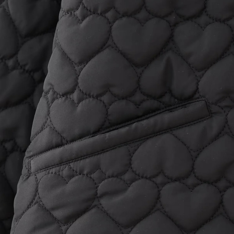 Novi jesenski ženski prošiveni kaput u obliku srca breskve Ženski ležerni široki gornji dijelovi dugih rukava Ulična odjeća u 2 boje LUJIA ALAN C1963