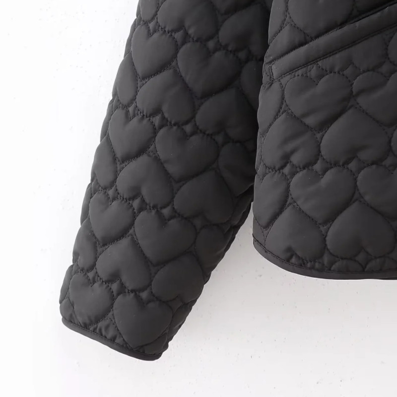 Novi jesenski ženski prošiveni kaput u obliku srca breskve Ženski ležerni široki gornji dijelovi dugih rukava Ulična odjeća u 2 boje LUJIA ALAN C1963