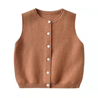 Stil coreean, toamnă, primăvară, îmbrăcăminte pentru copii, fără mâneci, culoare uni, tricotat, cardigan, haină, vestă, fete, băieți, vestă