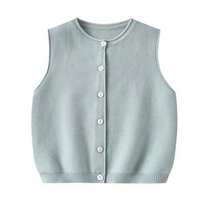 Stil coreean, toamnă, primăvară, îmbrăcăminte pentru copii, fără mâneci, culoare uni, tricotat, cardigan, haină, vestă, fete, băieți, vestă