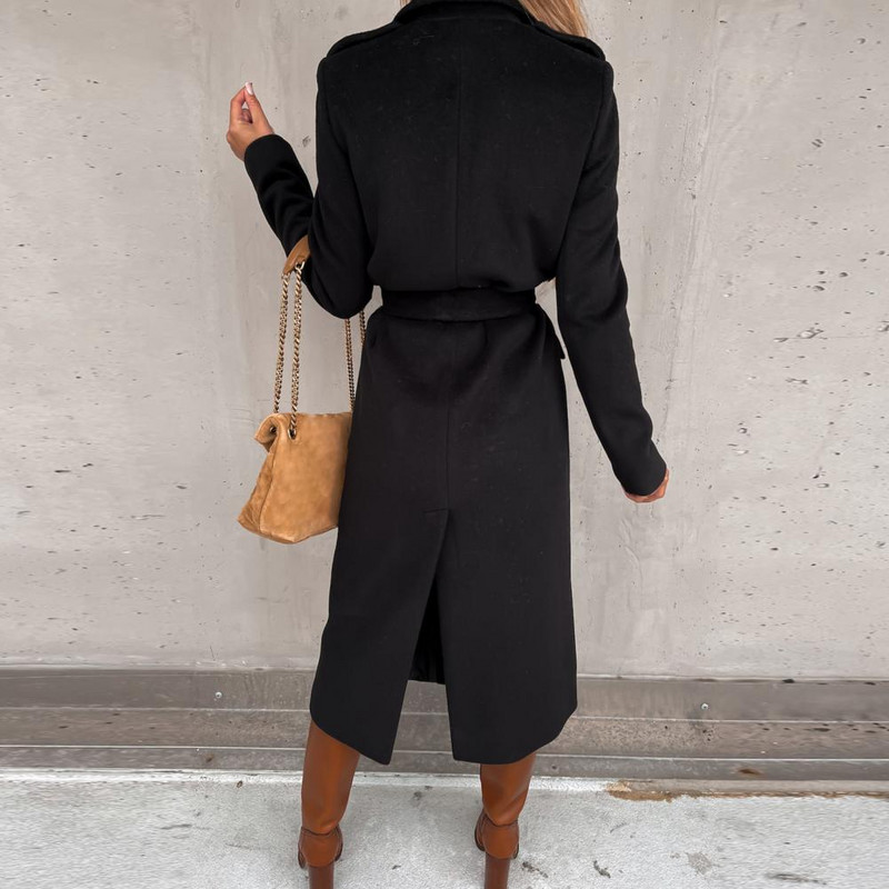 Sieviešu 2022. gada rudens un ziemas temperaments vidēja garuma, bieza vilna ar garām piedurknēm sieviešu jaka Trend Sarkans, moderns vilnas mētelis