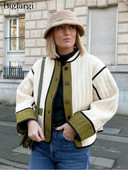 Jesen Zima Vintage pamučne jakne Kaputi Ženske modne patchwork dugih rukava s uzorkom Ženske jakne Ležerne široke ženske jakne 2023.