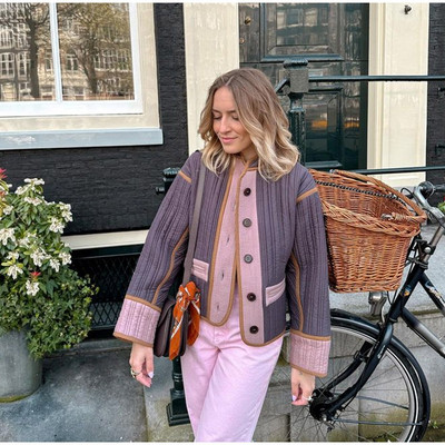 Jesen Zima Vintage pamučne jakne Kaputi Ženske modne patchwork dugih rukava s uzorkom Ženske jakne Ležerne široke ženske jakne 2023.