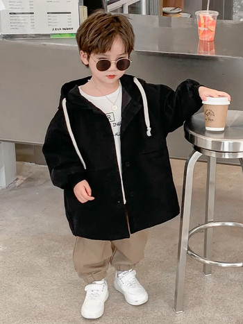 Autumn Boys Cotton Hooded Jackets Kids Loose Casual Hoodies Windbreaker Toddler Παιδικά Φθινοπωρινά Παλτό με κουμπιά που ταιριάζει 1-10