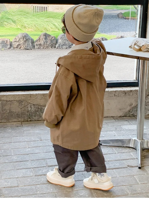 Jesenske pamučne jakne s kapuljačom za dječake, dječje labave, ležerne majice s kapuljačom, vjetrovka, dječja jesenja gornja odjeća, kaput s gumbima za 1-10