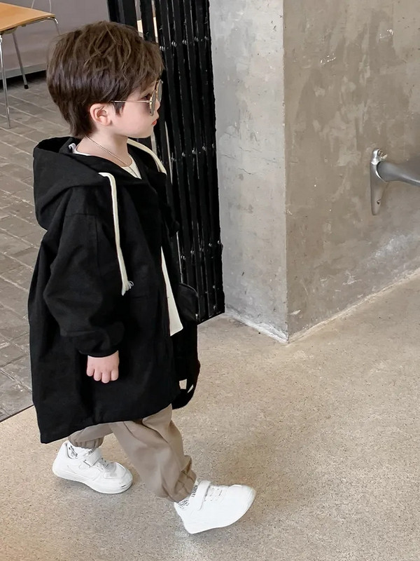 Jesenske pamučne jakne s kapuljačom za dječake, dječje labave, ležerne majice s kapuljačom, vjetrovka, dječja jesenja gornja odjeća, kaput s gumbima za 1-10